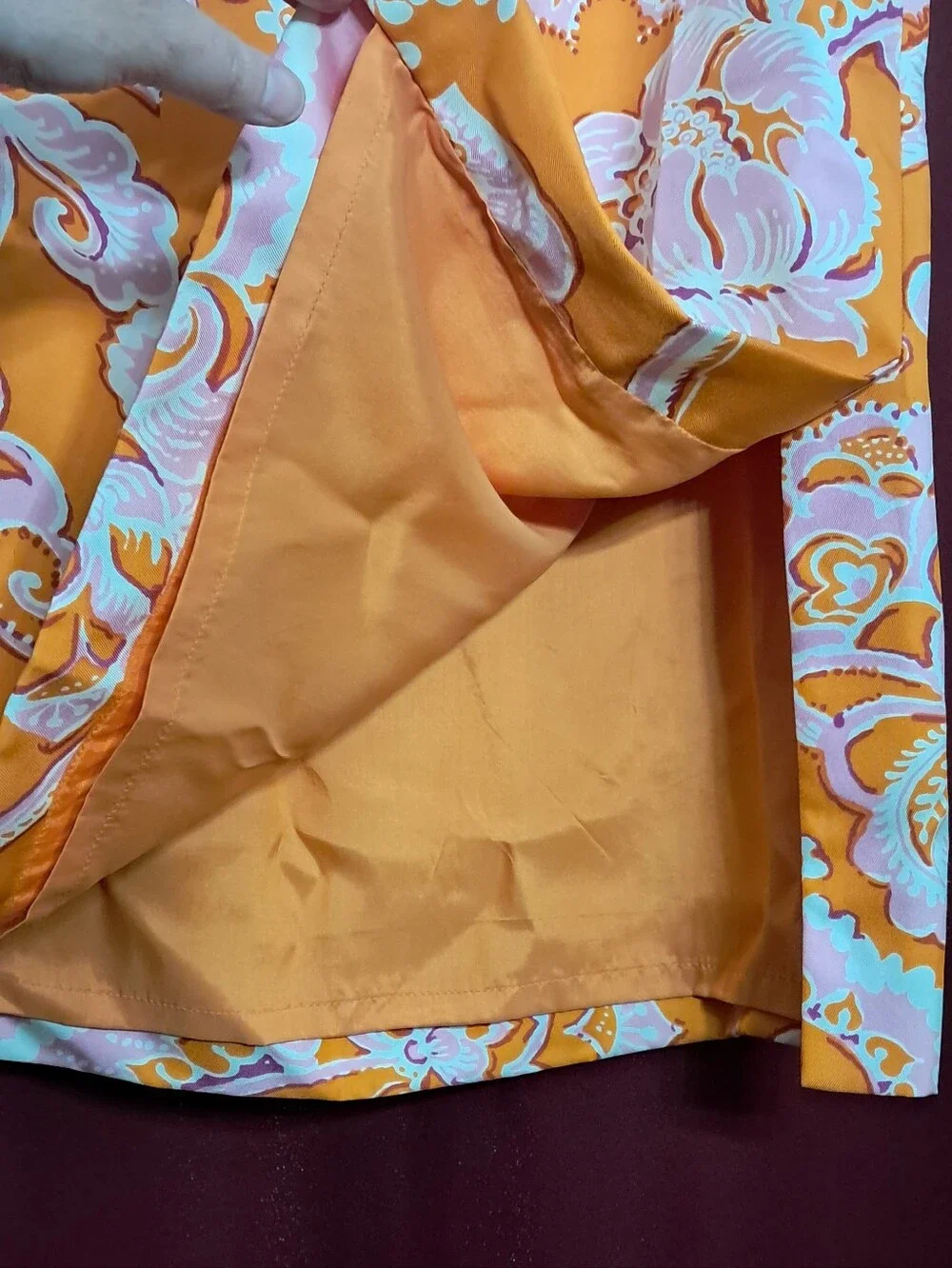 Ann Taylor 100% Silk Sz. 6 Orange and Pink Skirt - Picture 6 of 14